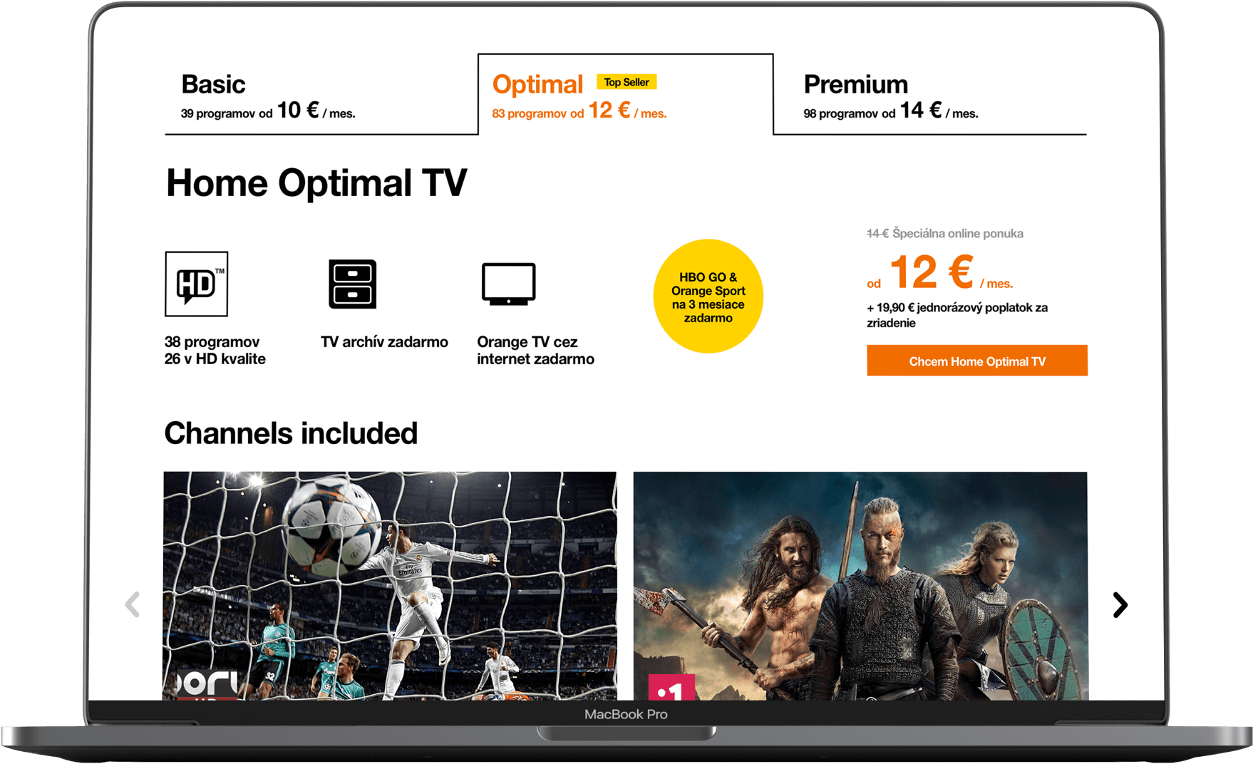 Orange TV home page